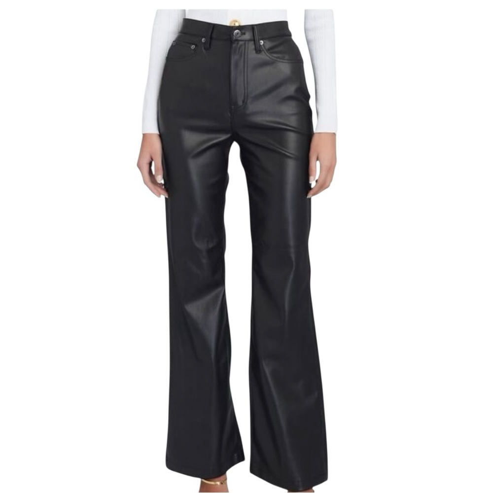 Pistola Stevie High Rise Relaxed Flare Faux Leather Jean Pants